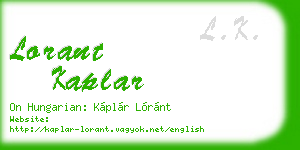 lorant kaplar business card